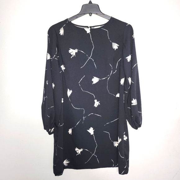 a new day Dresses & Skirts - A new day women's black floral dress size large long sleeve